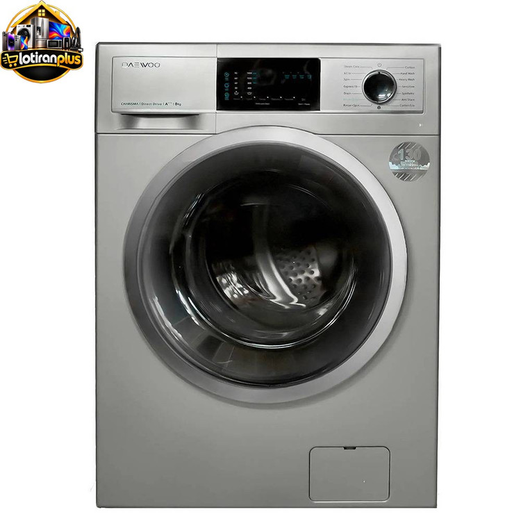 ماشین لباسشویی اتوماتیک دوو مدل LM-840S ظرفیت 8 کیلوگرم، موتور دایرکت درایو، سرعت چرخش 1400 دور در دقیقه، 15 برنامه شستوشو، بخارشوی، قفل کودک، رده انرژی +++A و شروع با تأخیر